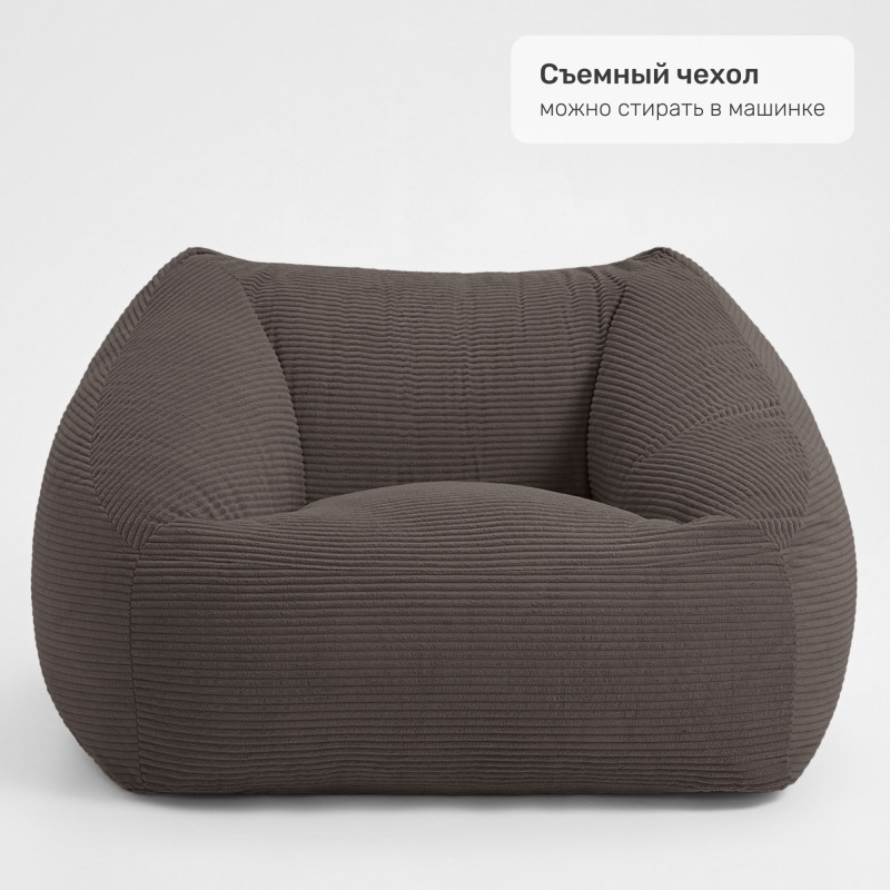 Бескаркасное кресло Ноби  Бежевый молочный, размер 5XL, вельвет.