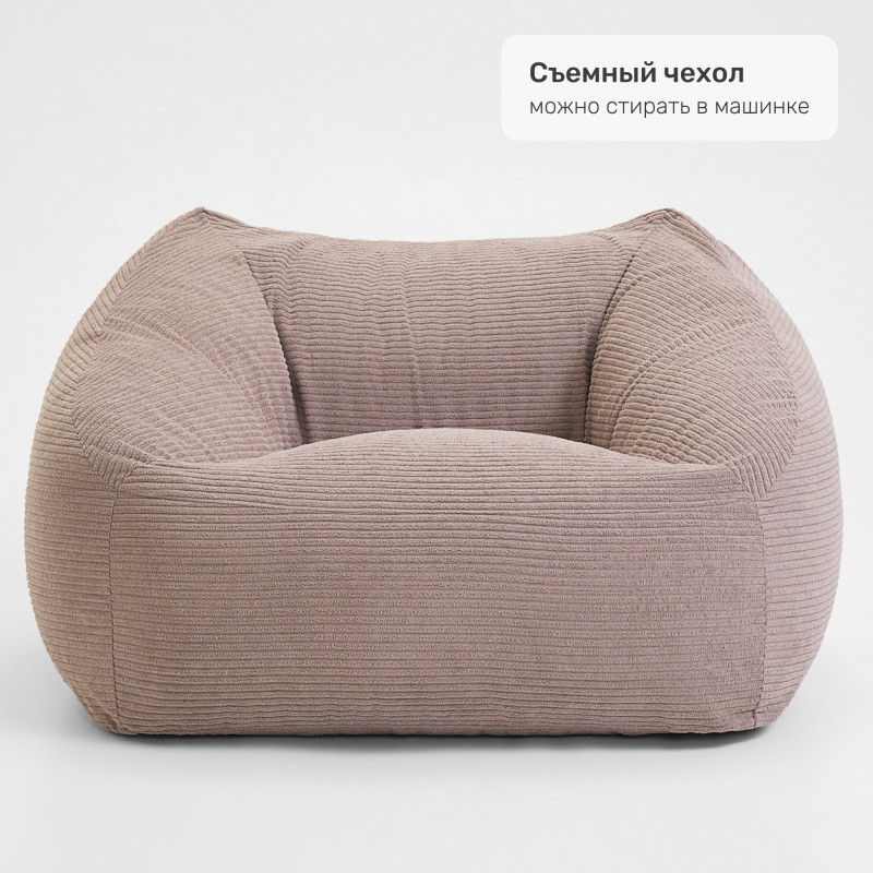 Бескаркасное кресло Ноби  Бежевый молочный, размер 5XL, вельвет.